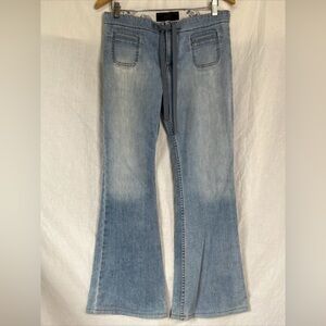 Juicy Couture Jeans Women 30 Low Rise Tie Ribbon Waist Getaway Jean Wide Leg USA